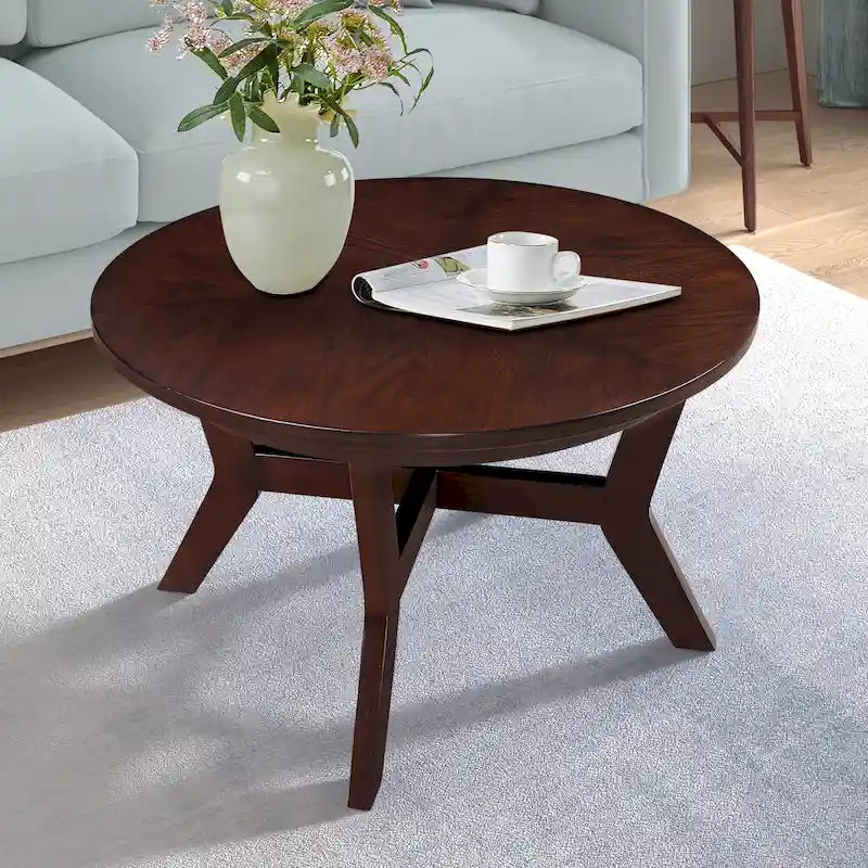 Round Wood Coffee Table — Mid-Century Farmhouse Style