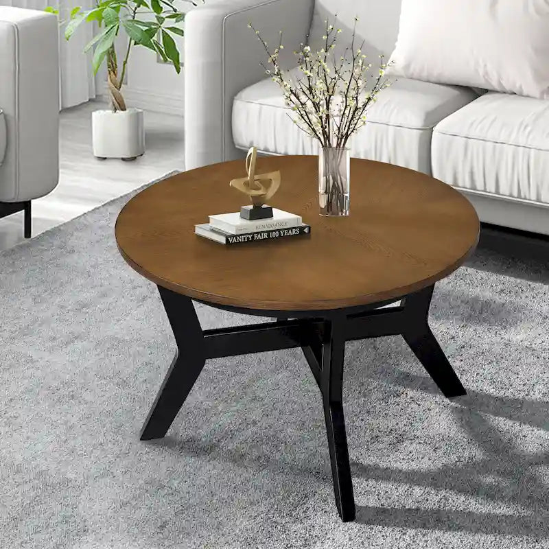 Round Wood Coffee Table — Mid-Century Farmhouse Style
