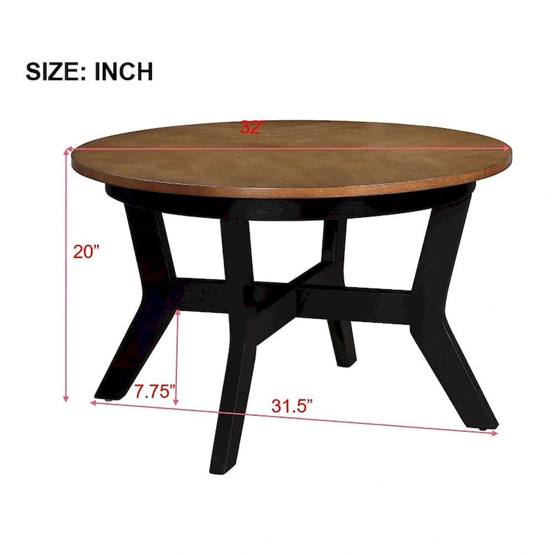Round Wood Coffee Table — Mid-Century Farmhouse Style
