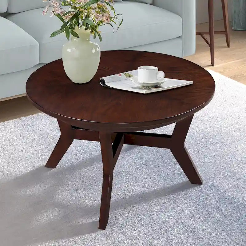 Round Wood Coffee Table — Mid-Century Farmhouse Style