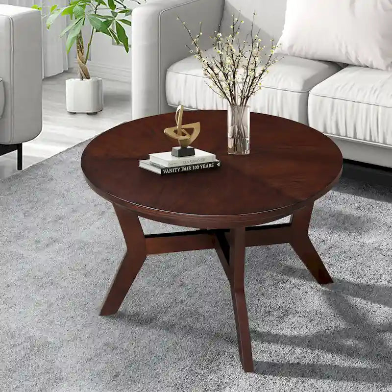 Round Wood Coffee Table — Mid-Century Farmhouse Style