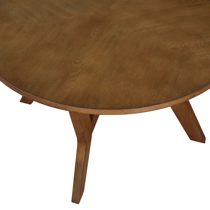 Round Wood Coffee Table — Mid-Century Farmhouse Style