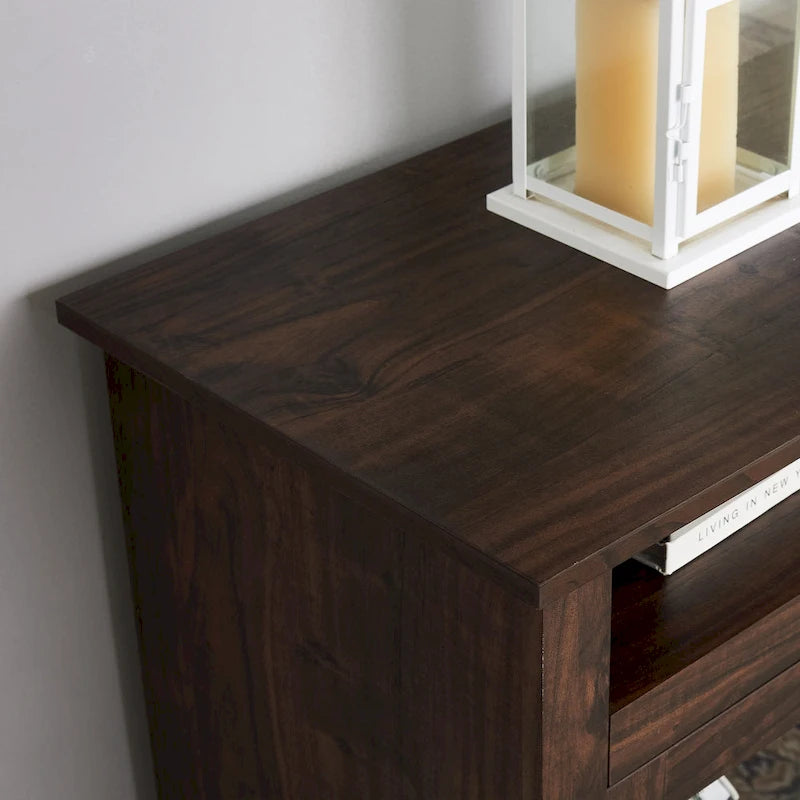 TV Stand with Glass Door Cabinets & Open Shelves