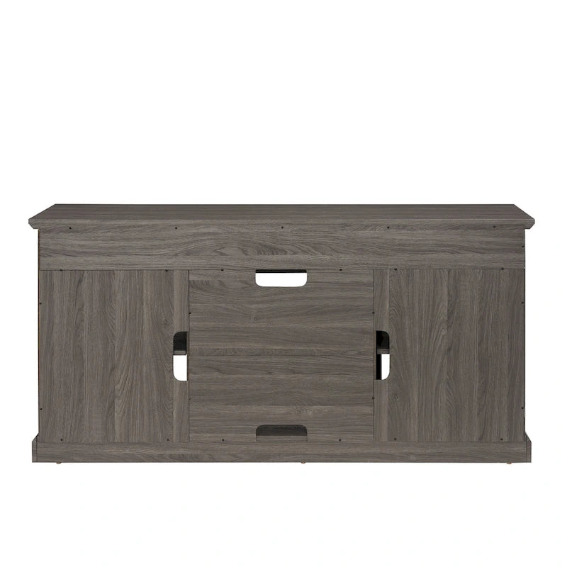 TV Stand with Glass Door Cabinets & Open Shelves