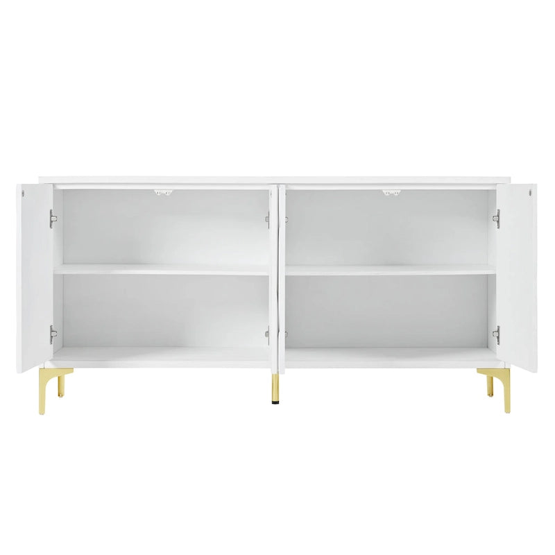 4-Door Sideboard Buffet Cabinet with Carved Detail & Press-to-Open Doors