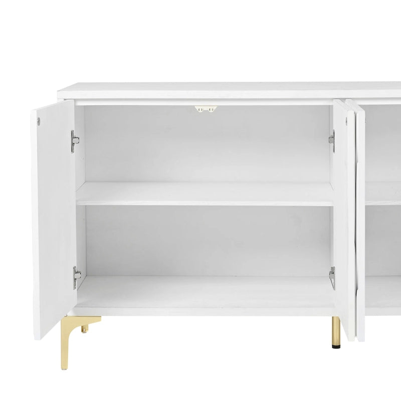 4-Door Sideboard Buffet Cabinet with Carved Detail & Press-to-Open Doors
