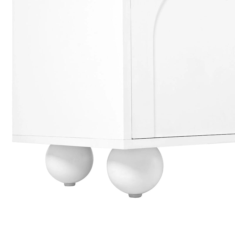 Arched TV Stand with 2 Cabinets, 2 Drawers & Ball-Shaped Legs