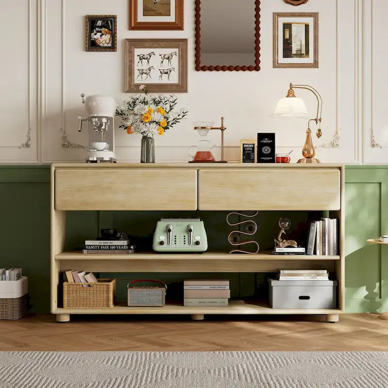 Console Table with 2 Drawers & 2 Shelves