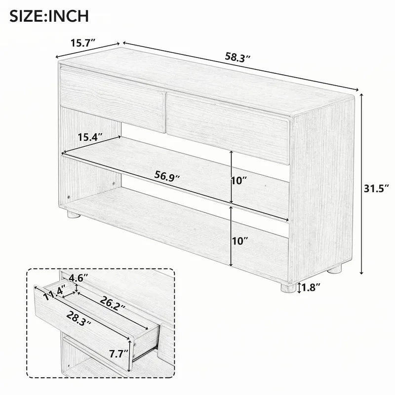 Console Table with 2 Drawers & 2 Shelves