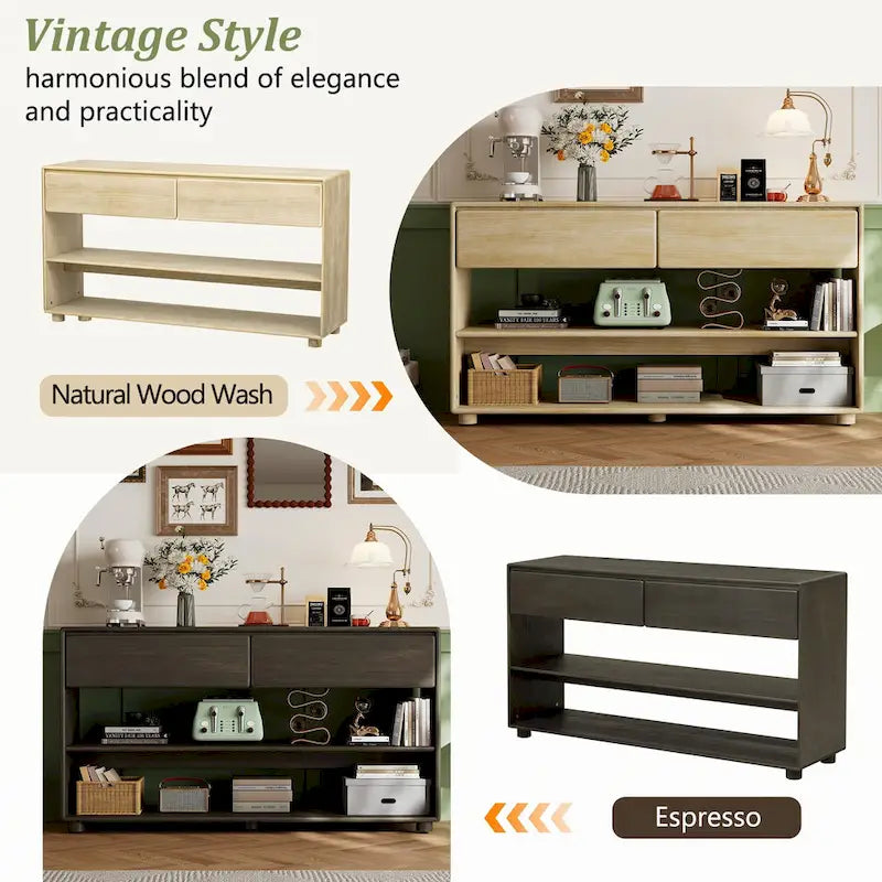 Console Table with 2 Drawers & 2 Shelves