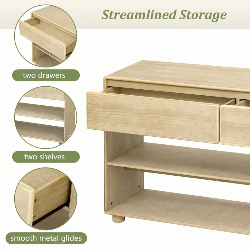 Console Table with 2 Drawers & 2 Shelves