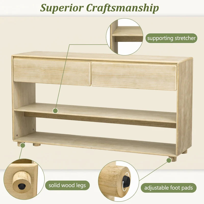 Console Table with 2 Drawers & 2 Shelves