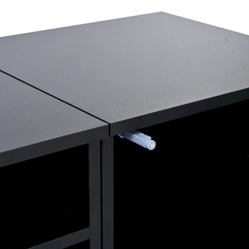 Black 82 TV Stand with Push-Open Doors & LED for TVs Up to 90