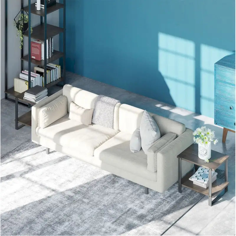 Solid Acacia Wood Side Table with Metal Frame