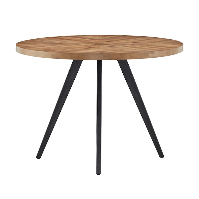 Round Dining Table with Oak Top & Iron Grey Metal Base