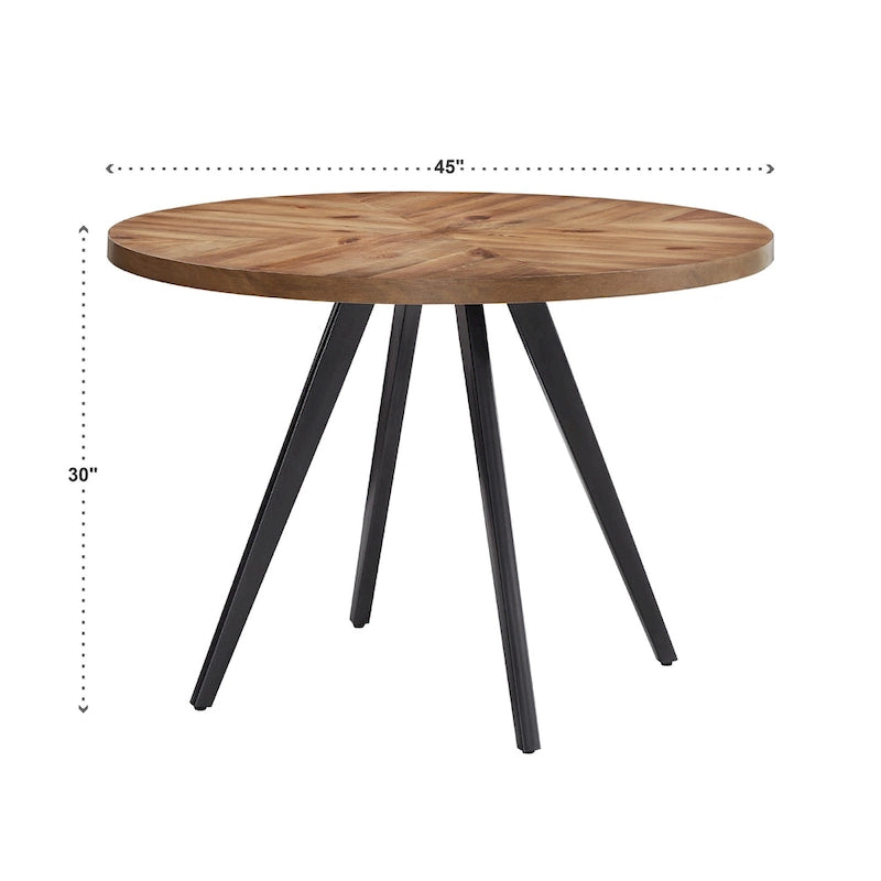 Round Dining Table with Oak Top & Iron Grey Metal Base