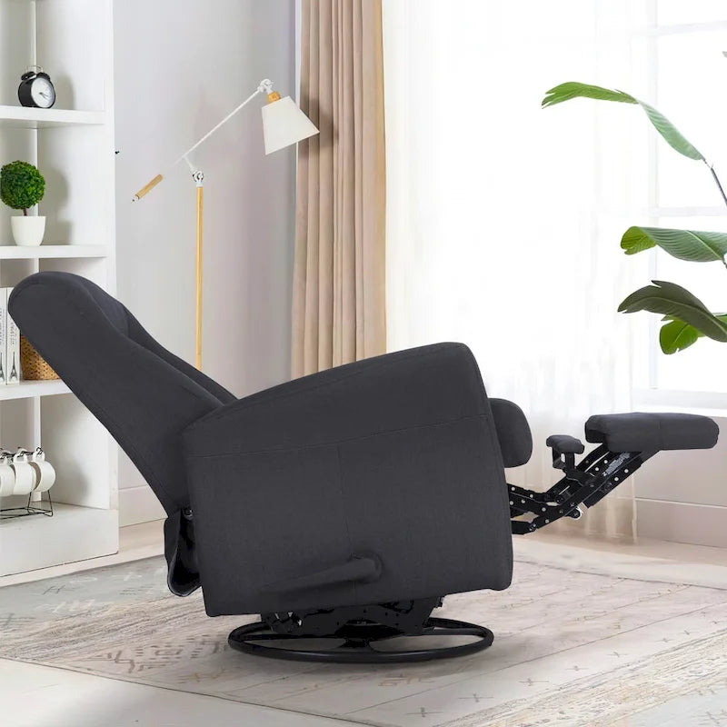 Swivel Glider Recliner Chair with Full Chaise Pad
