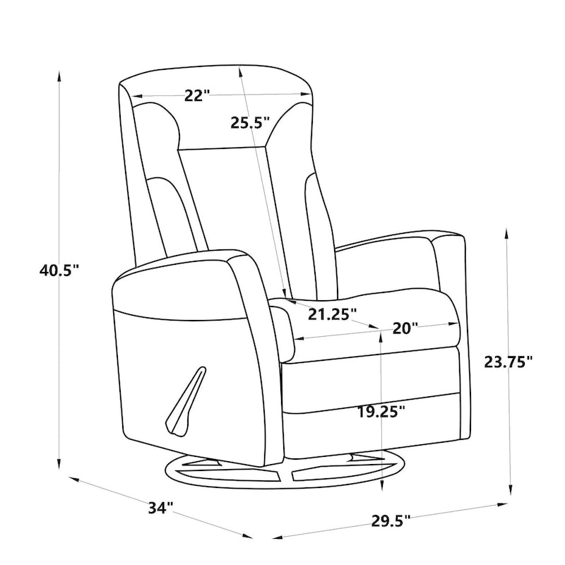 Swivel Glider Recliner Chair with Full Chaise Pad