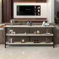Narrow Console Table with 3-Tier Storage Shelves & X-Cross Frame