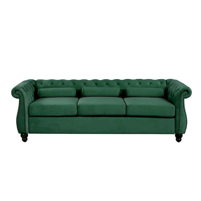 Mid-Century Modern Sofa with Pocket Coil Cushions & Button Tufting