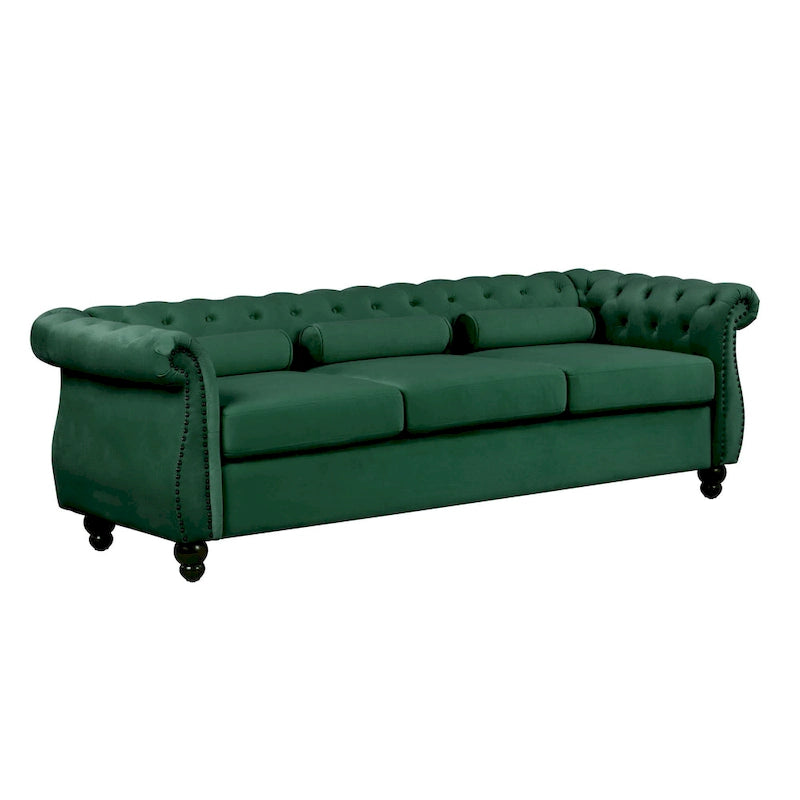 Mid-Century Modern Sofa with Pocket Coil Cushions & Button Tufting
