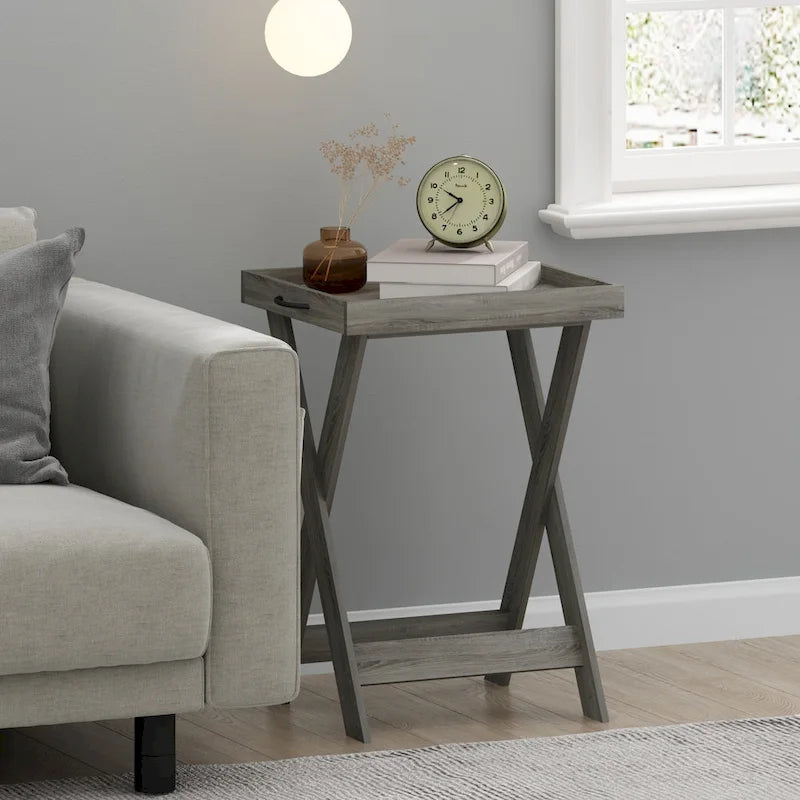 Side Table with Removable Serving Tray Top