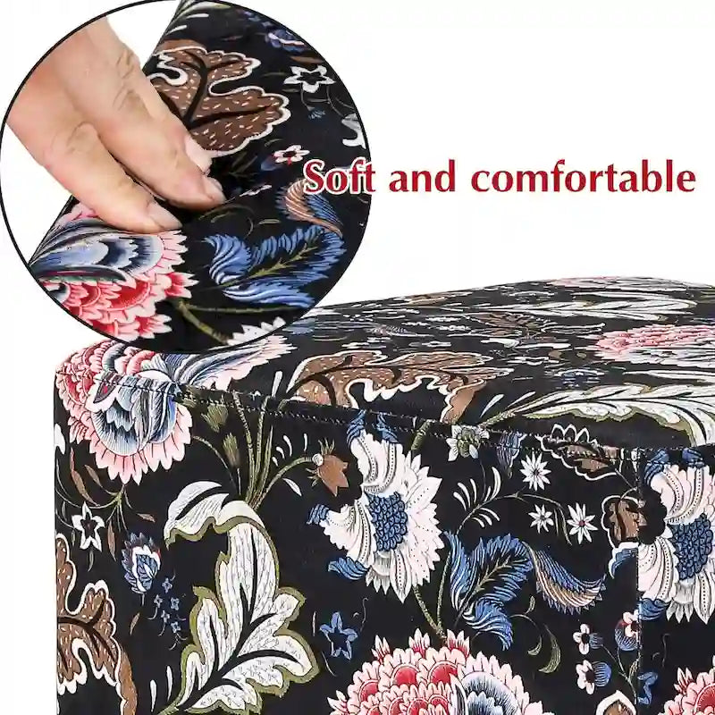 Square Velvet Ottoman Stool with Gold Base