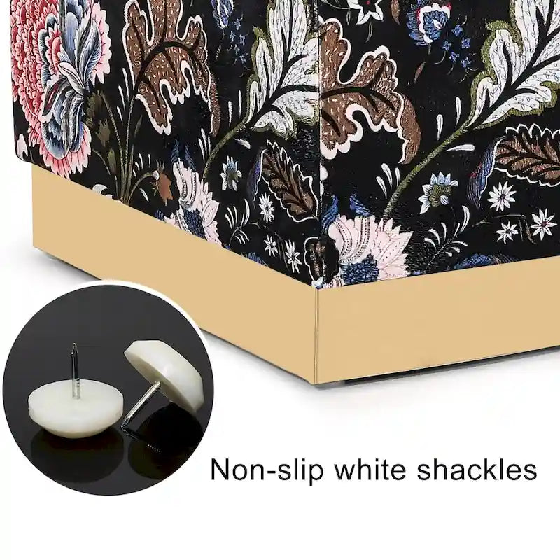 Square Velvet Ottoman Stool with Gold Base