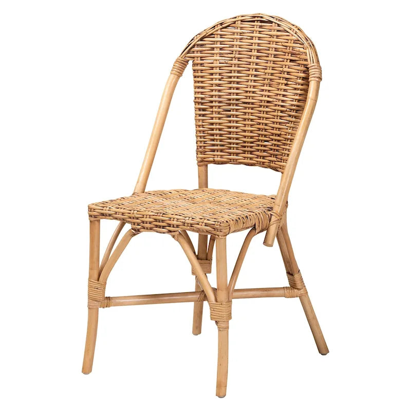 Bohemian Natural Rattan Dining Chair with Openwork Back