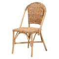 Bohemian Natural Rattan Dining Chair with Openwork Back