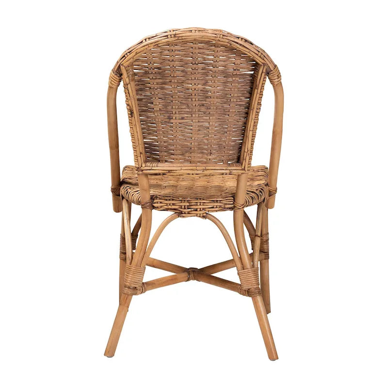Bohemian Natural Rattan Dining Chair with Openwork Back