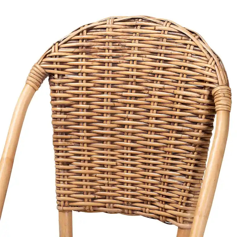 Bohemian Natural Rattan Dining Chair with Openwork Back