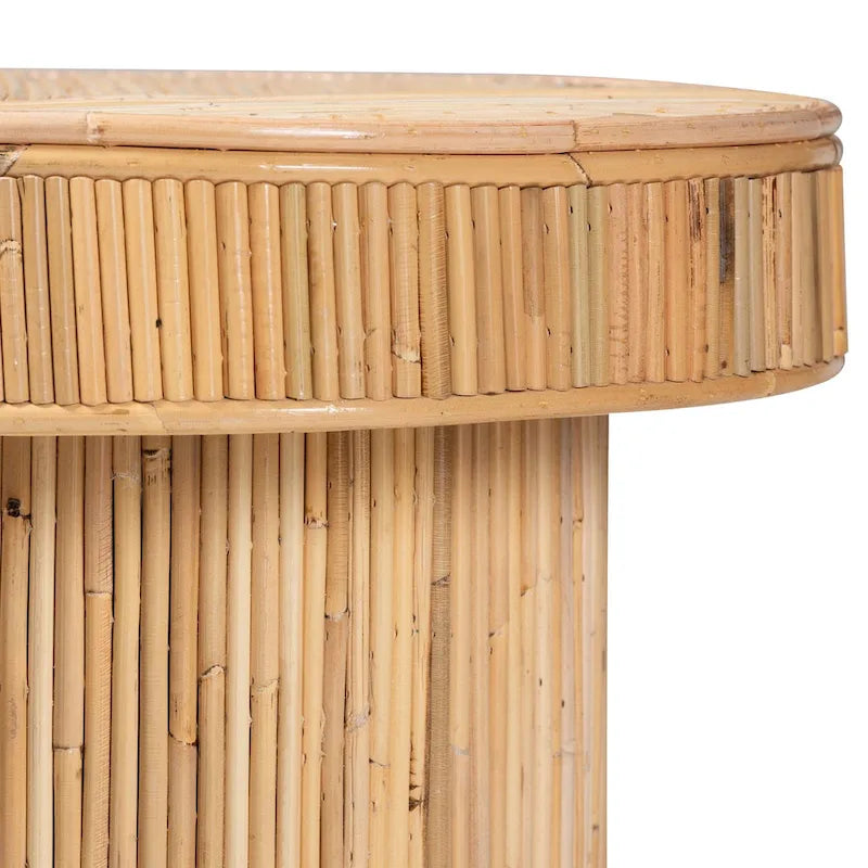 Iryna Modern Bohemian Natural Rattan Console Table