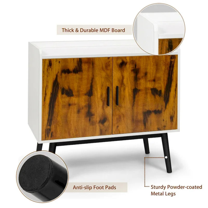 Sideboard Storage Cabinet with 2 Doors & Metal Legs