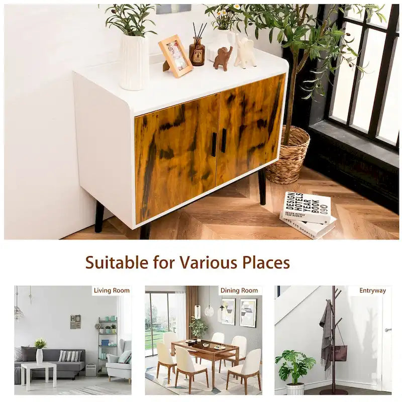 Sideboard Storage Cabinet with 2 Doors & Metal Legs