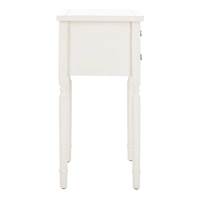French Country Carved Wood Accent Table with Metal Pulls