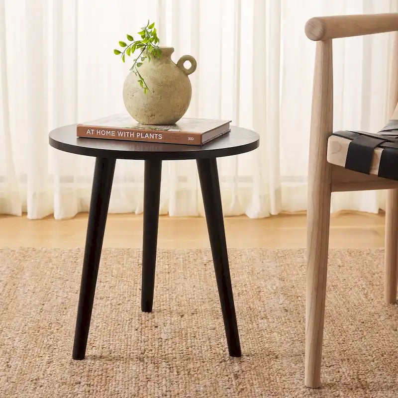 Round Pine Wood Accent Table