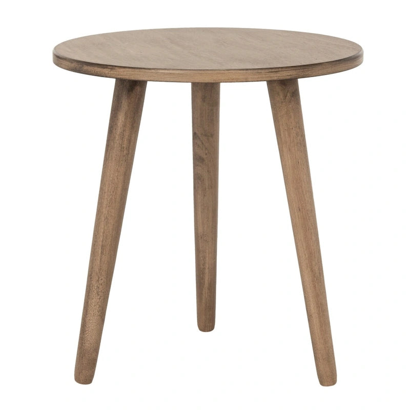 Round Pine Wood Accent Table