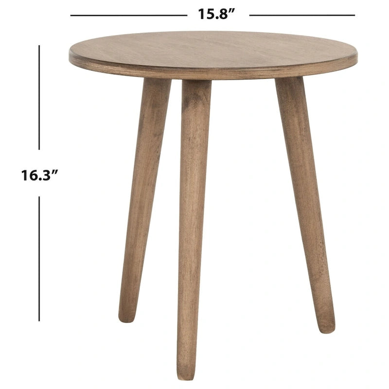 Round Pine Wood Accent Table