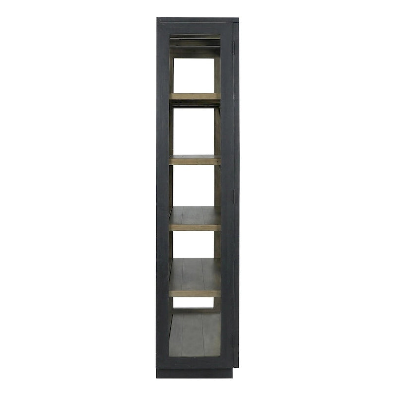 Reclaimed Pine Wood Display Cabinet with Tempered Glass Doors