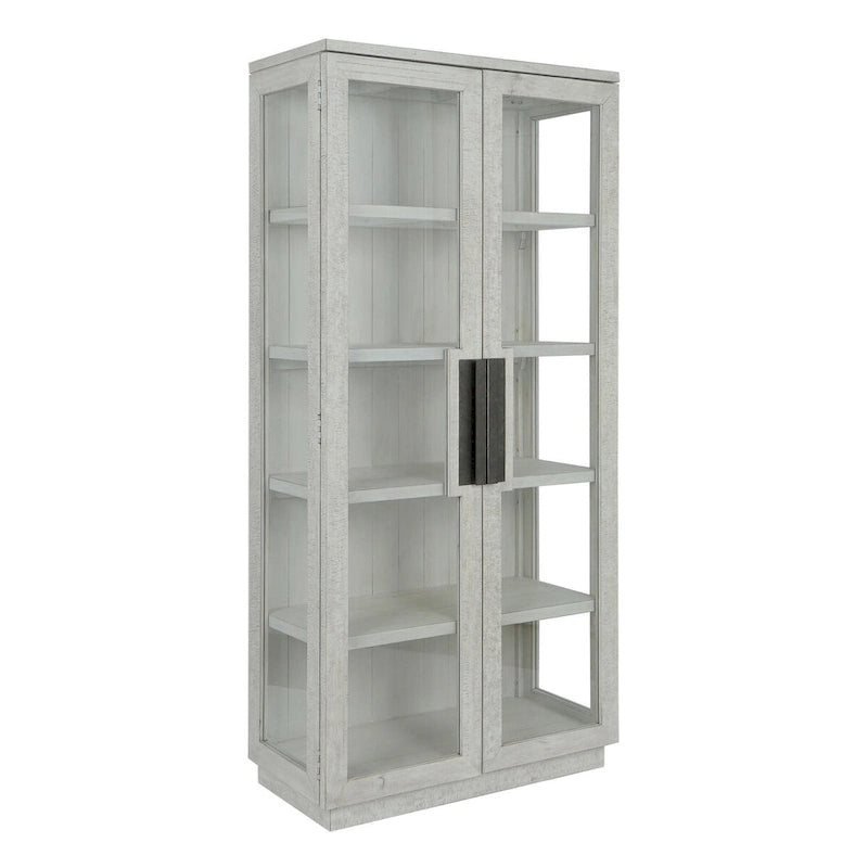 Reclaimed Pine Wood Display Cabinet with Tempered Glass Doors