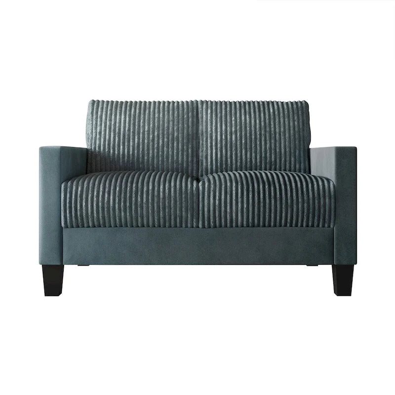 Mid-Century Modern Velvet Loveseat with Pleated Design & Square Armrests