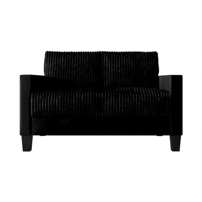 Mid-Century Modern Velvet Loveseat with Pleated Design & Square Armrests