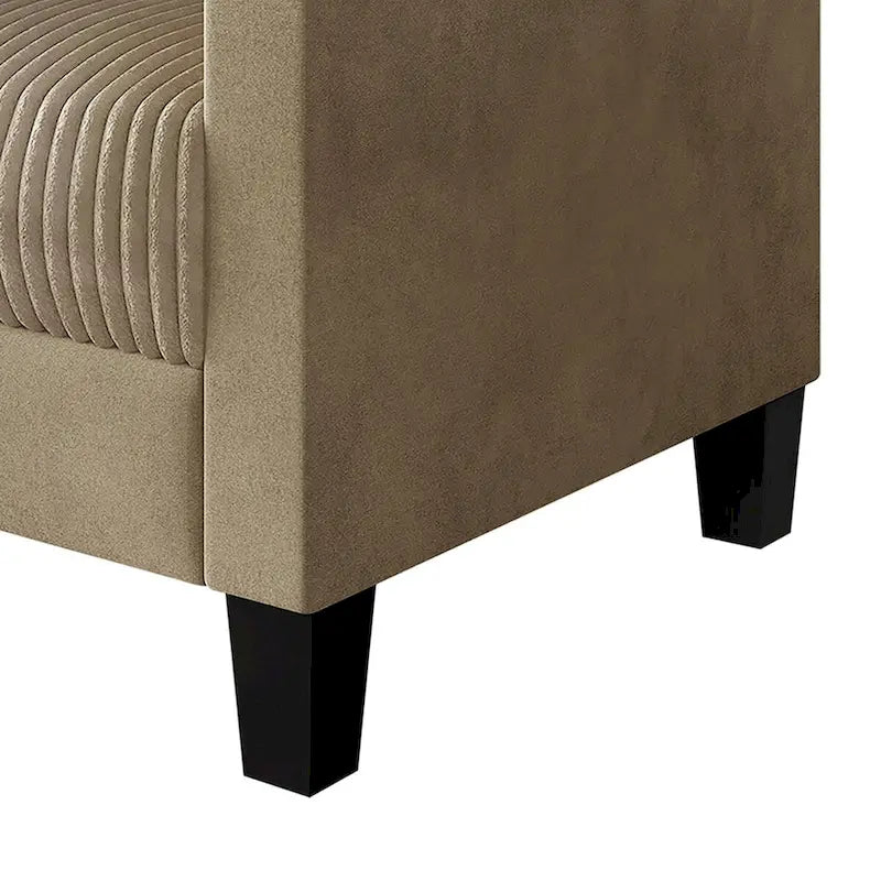 Mid-Century Modern Velvet Loveseat with Pleated Design & Square Armrests