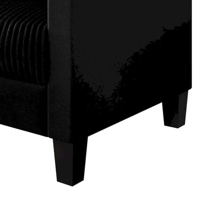 Mid-Century Modern Velvet Loveseat with Pleated Design & Square Armrests