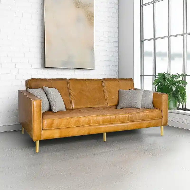 Genuine Leather Minimalist Sofa