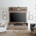 TV Console & Floating Entertainment Deck with Drawers — Burnished Beige