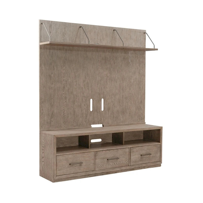 TV Console & Floating Entertainment Deck with Drawers — Burnished Beige