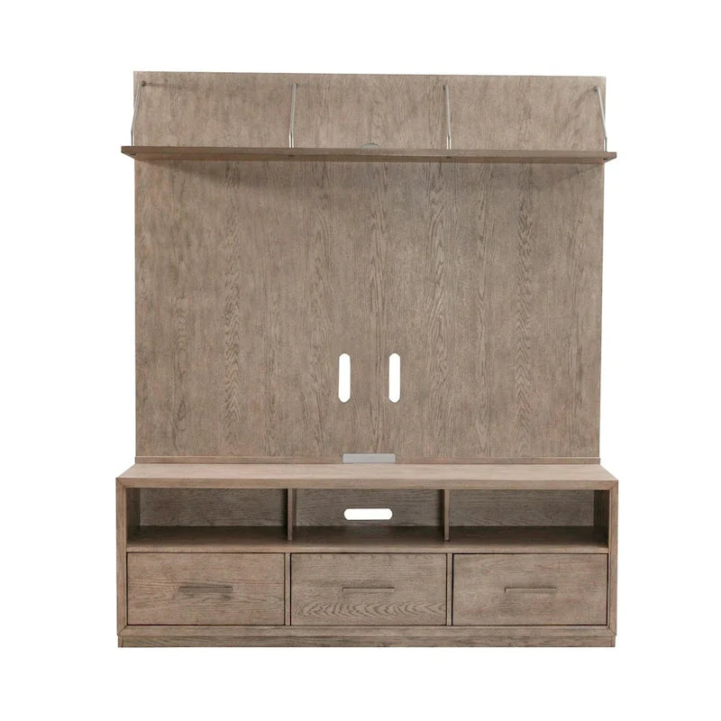 TV Console & Floating Entertainment Deck with Drawers — Burnished Beige