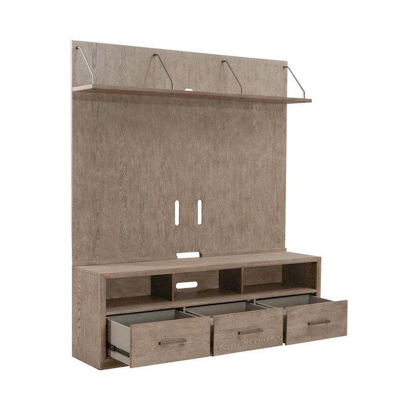 TV Console & Floating Entertainment Deck with Drawers — Burnished Beige